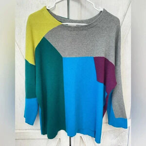 Stylus Color Block Sweater Women’s Large Cotton Wool Blend Geometric